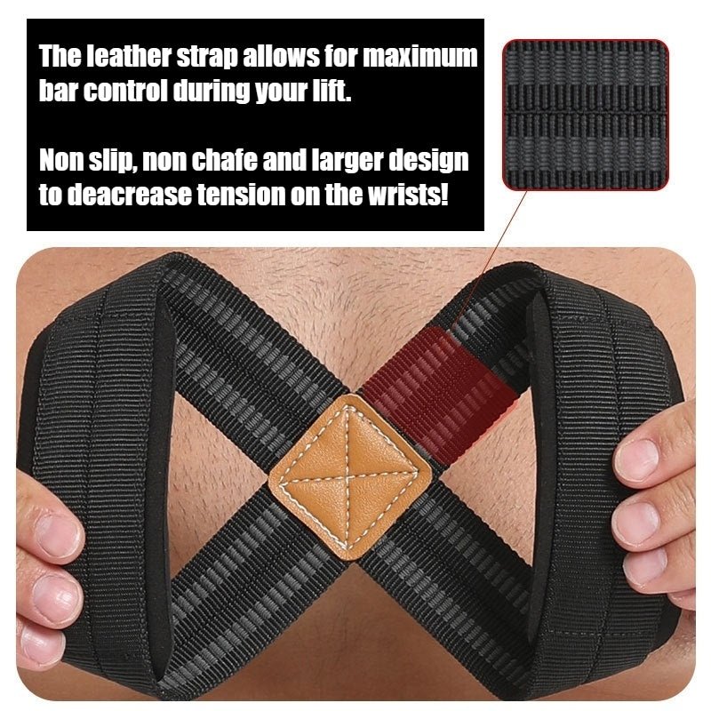 Leather pad Figure 8 Powerlifting straps - Kerne