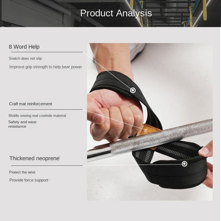 Leather pad Figure 8 Powerlifting straps - Optivita