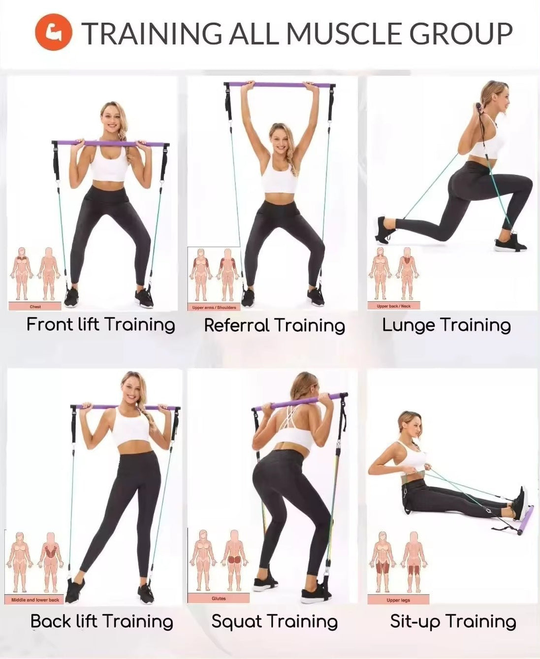 Squat Resistance Bands with Bar - Kerne
